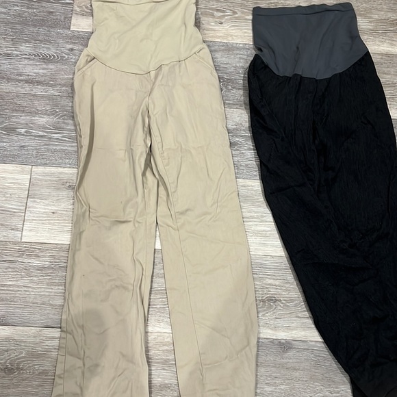 Motherhood Maternity Belly Band Khakis Charcoal Gray Pants SP, small petite EUC - Picture 3 of 7